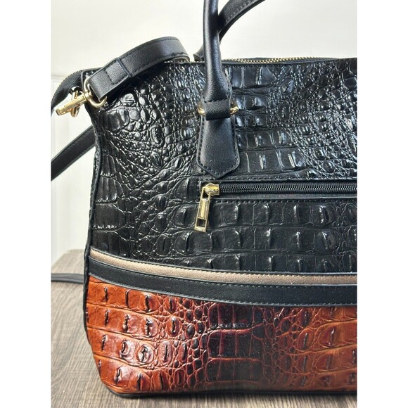 Mia Collection Autumn Tote & Wristlet Set Croco Black Crossbody or Satchel - Picture 16 of 16